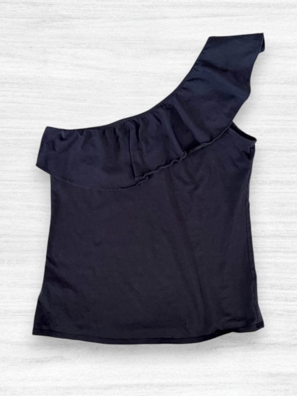 Lilly Pulitzer Navy One Shoulder Ruffle Pima Cotton Top Size L